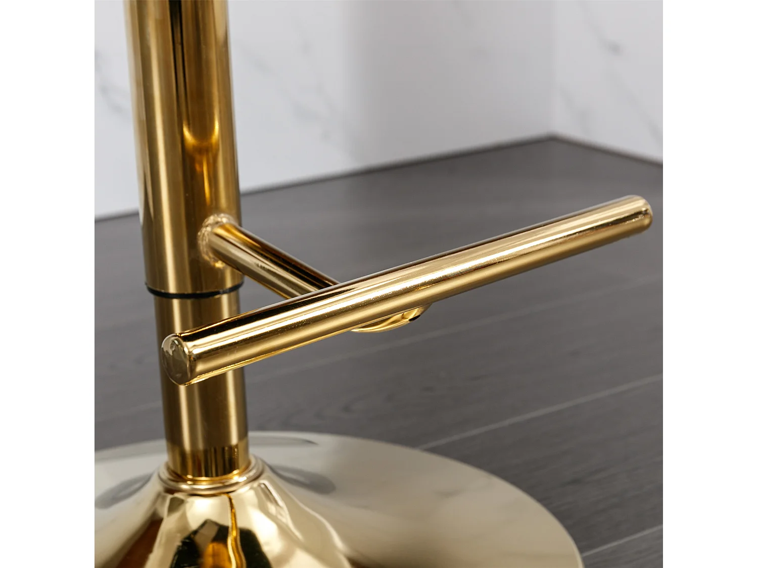 Set of 6 Luxury Velvet Adjustable Swivel Bar Stools with Gold Base
