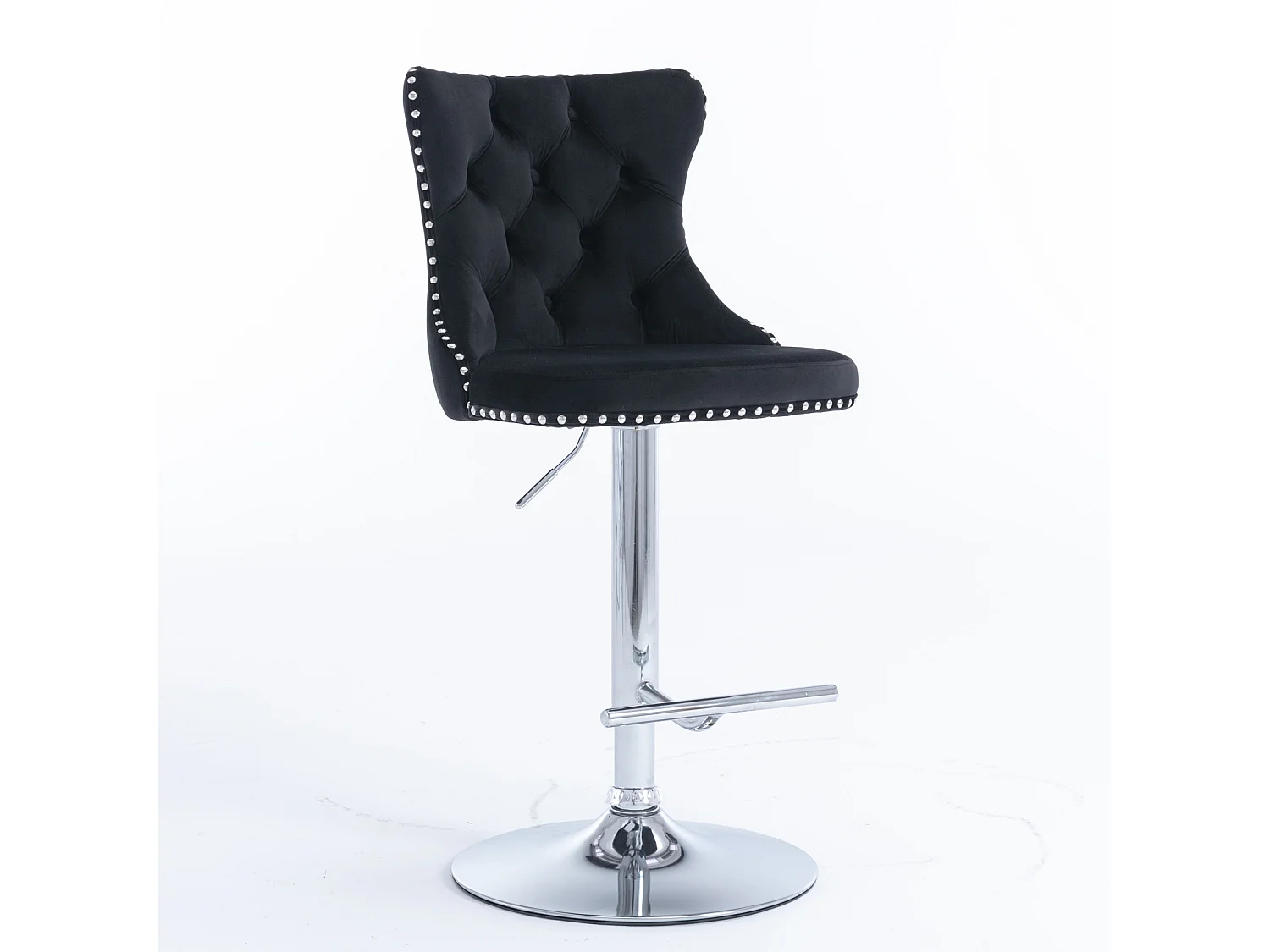 Set of 2 Luxury Velvet Bar Stools with Adjustable Swivel Chrome Base