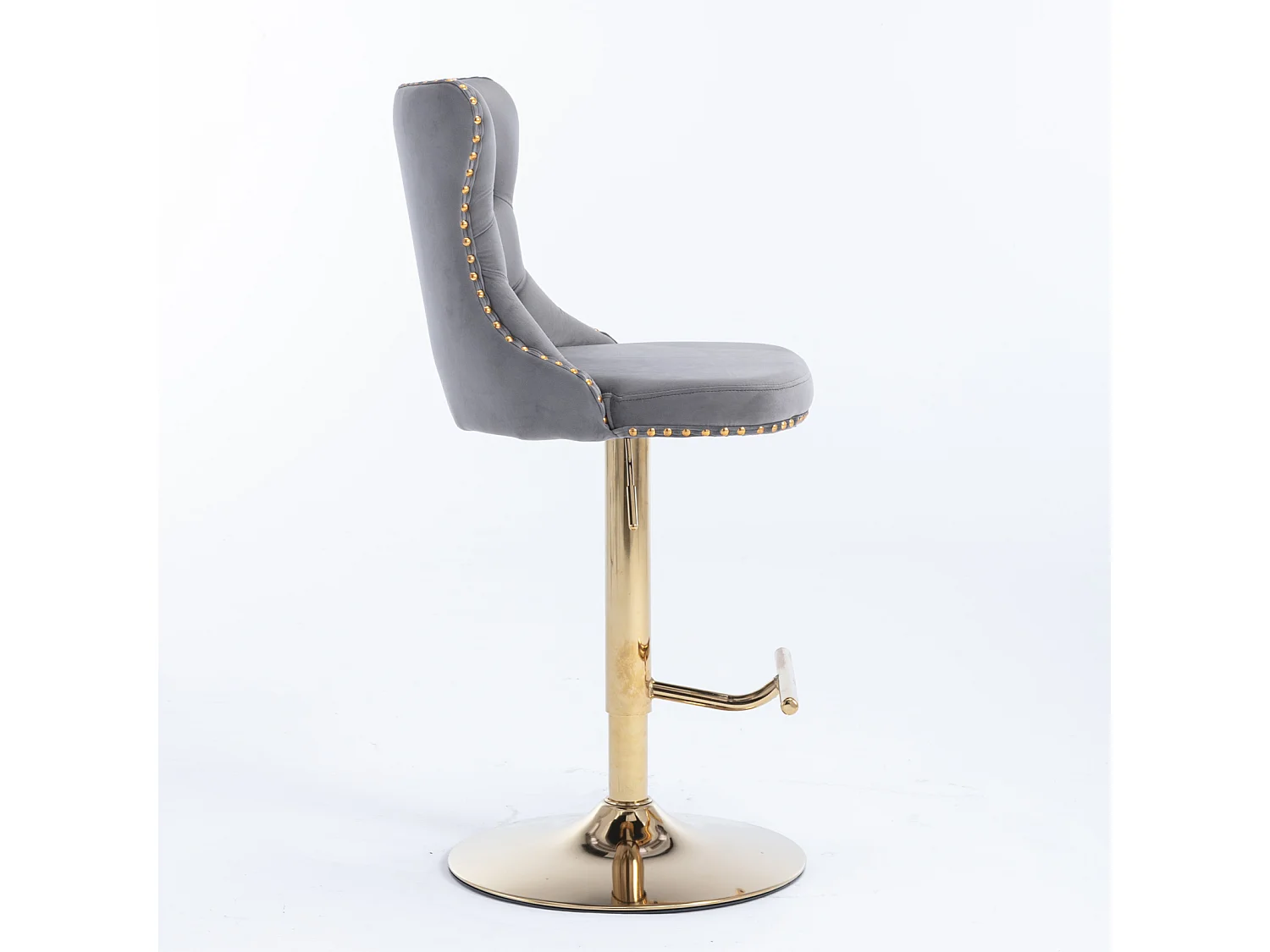 Set of 6 Luxury Velvet Adjustable Swivel Bar Stools with Gold Base