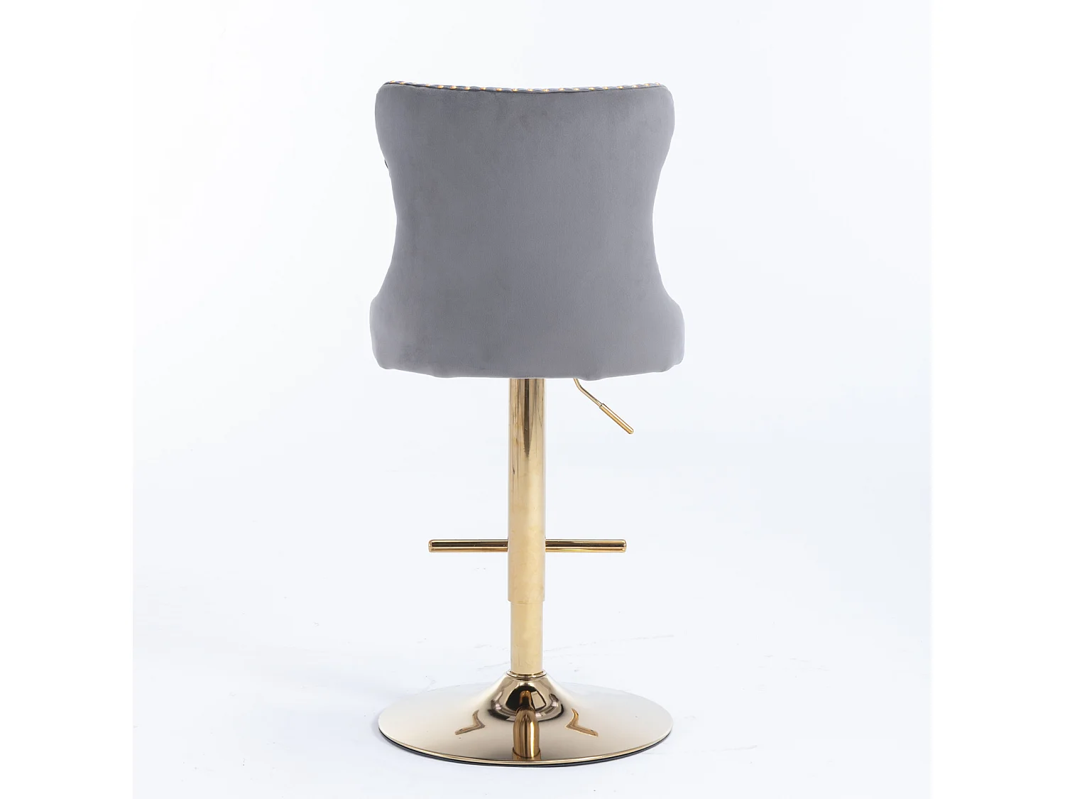Set of 6 Luxury Velvet Adjustable Swivel Bar Stools with Gold Base
