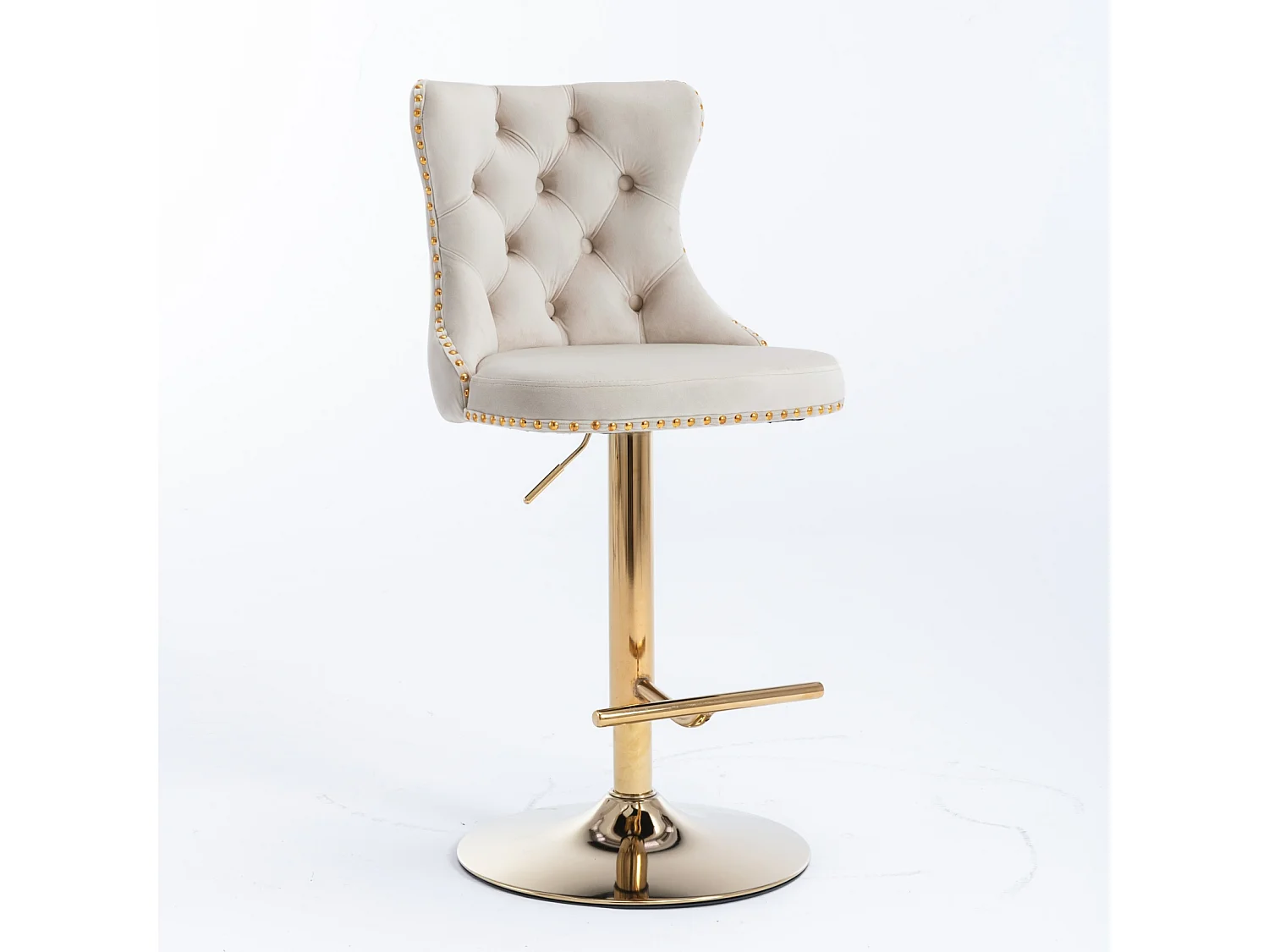Set of 4 Velvet Upholstered Bar Stools with Adjustable Height Swivel Barstools
