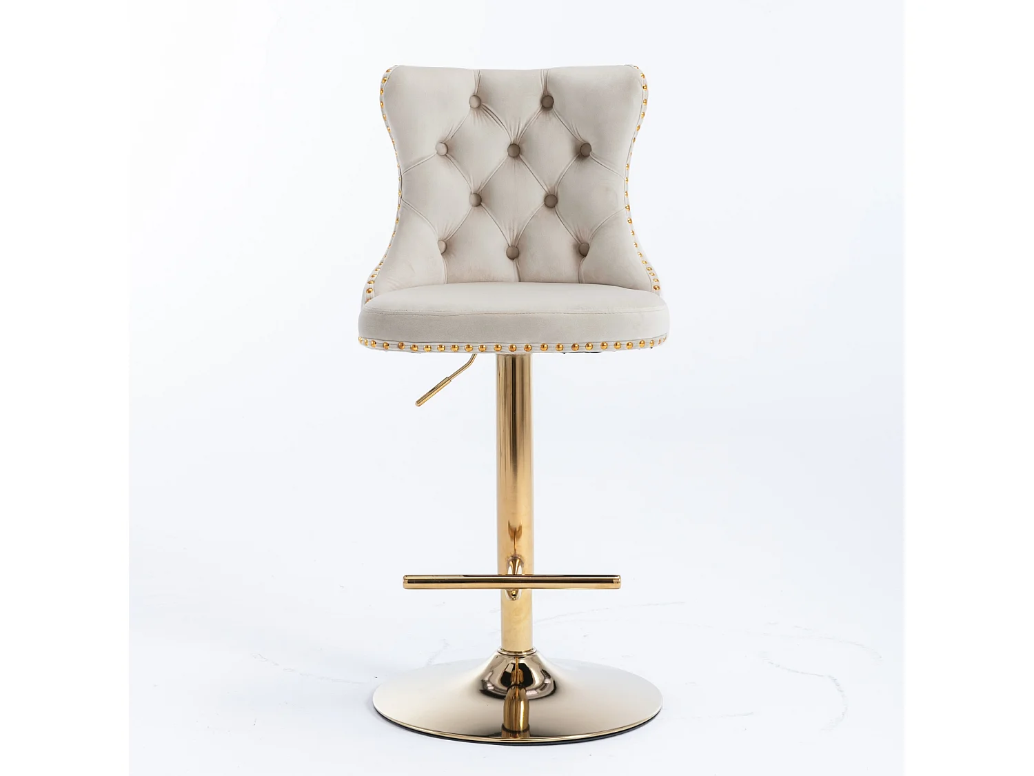 Set of 4 Velvet Upholstered Bar Stools with Adjustable Height Swivel Barstools