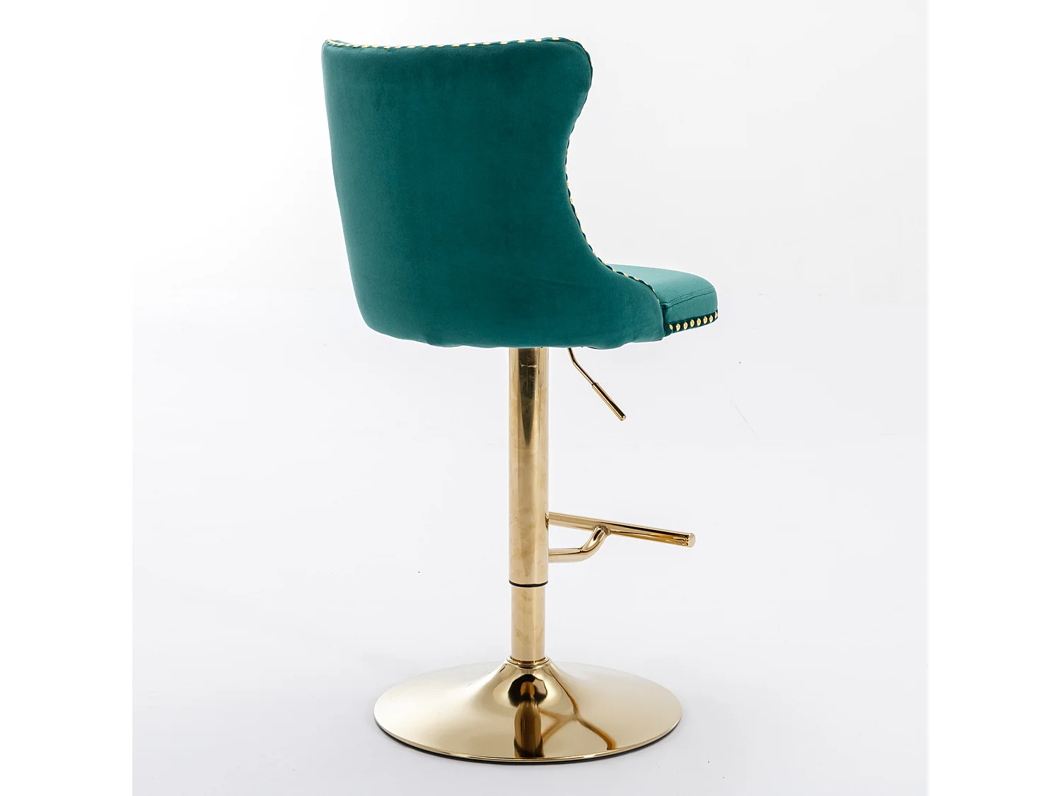 Set of 2 Luxury Velvet Bar Stools with Adjustable Swivel Gold Base