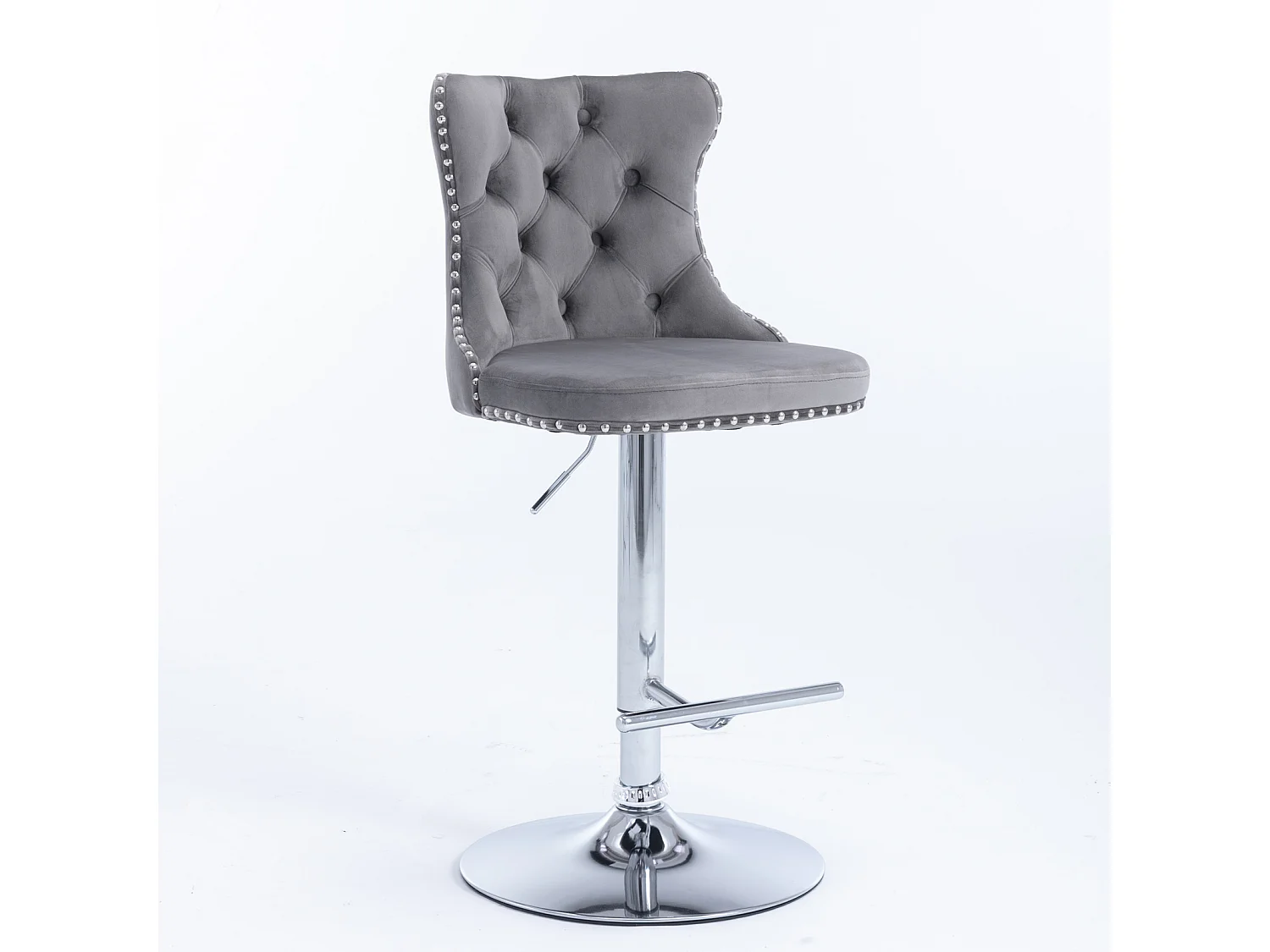 Set of 6 Luxury Velvet Bar Stools with  Adjustable Swivel Chrome Base