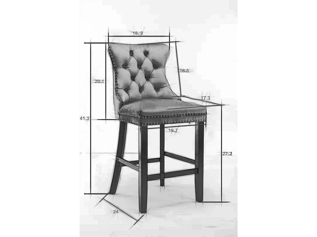 Lux Set of 4 Velvet Upholstered Bar Stools for Kitchen Counter