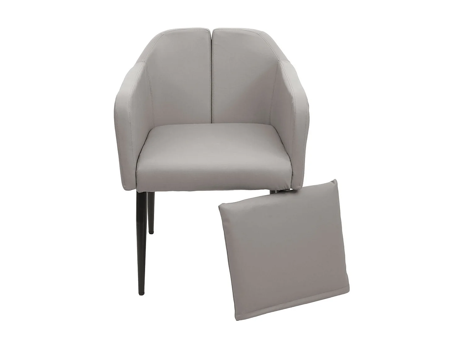 Fauteuil chaise lounge salle métal grise 60 x 65 x 83 cm 04_0002286