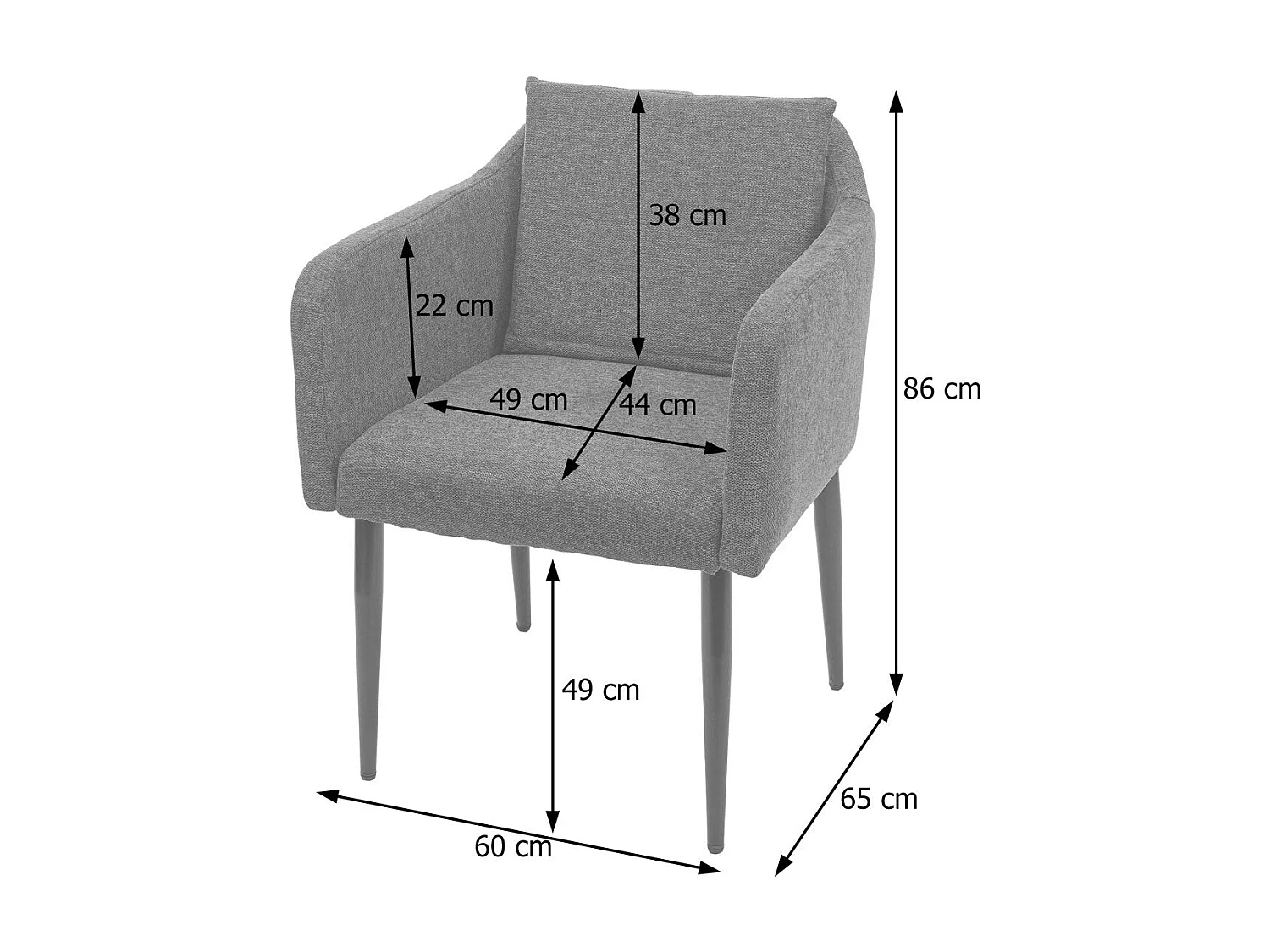 Fauteuil chaise lounge salle métal grise 60 x 65 x 83 cm 04_0002289