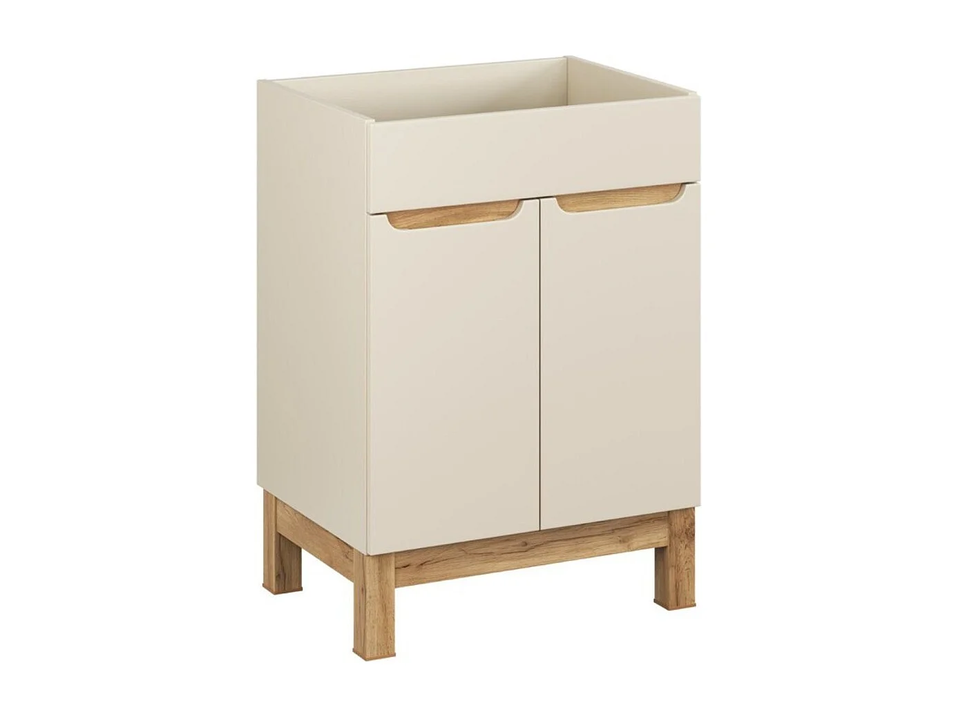 ERMANO set kasjmier 60cm: onderkast + schuin aflopende wastafelblad + opzetwastafel wit