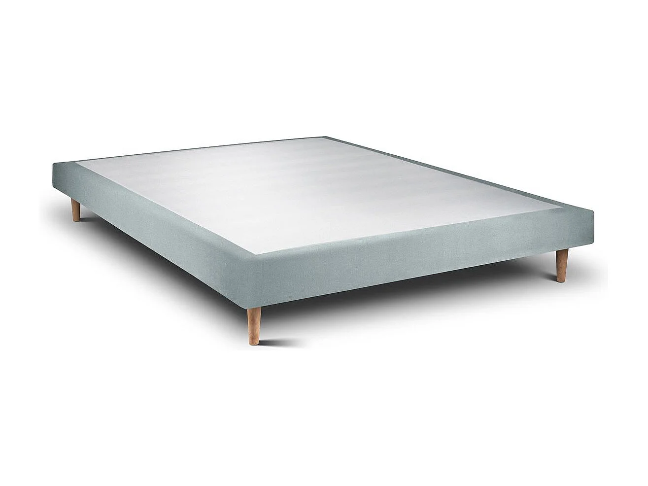 Lit 160x200cm avec tête de lit tapissier velours et sommier tapissier gris bleuté - Hauteur totale : 29cm