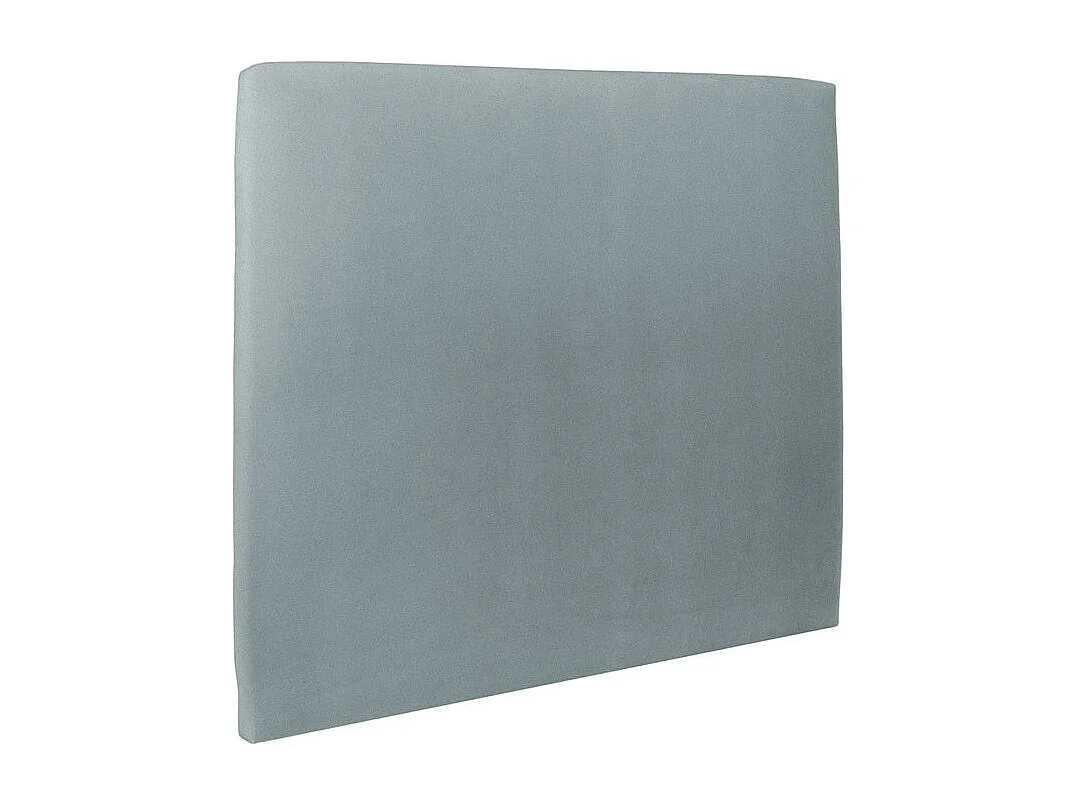 Lit 160x200cm avec tête de lit tapissier velours et sommier tapissier gris bleuté - Hauteur totale : 29cm