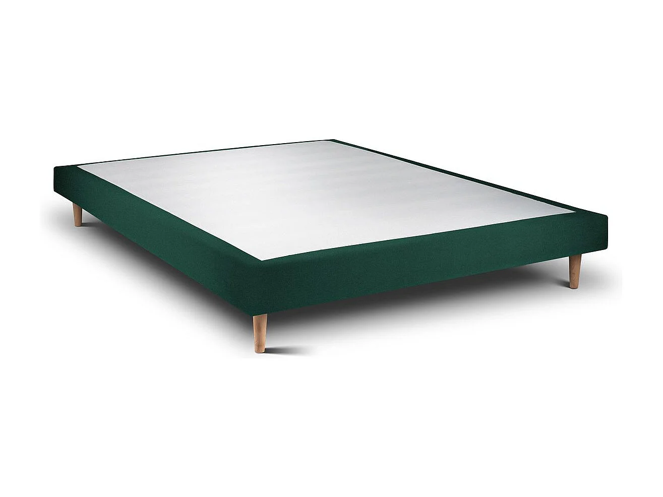 Lit 160x200cm avec tête de lit tapissier velours et sommier tapissier vert - Hauteur totale : 29cm