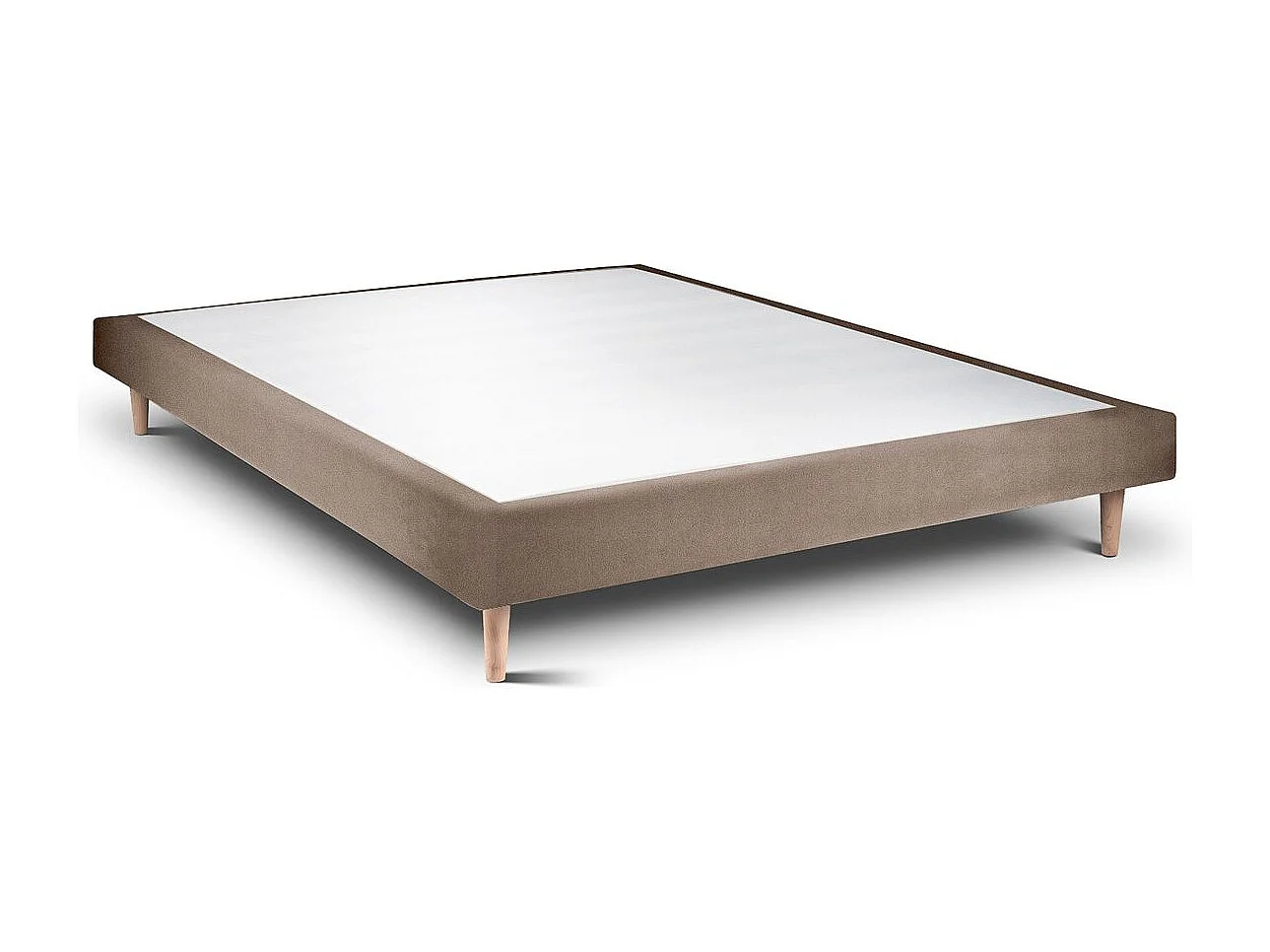 Lit 160x200cm avec tête de lit tapissier velours et sommier tapissier taupe - Hauteur totale : 29cm