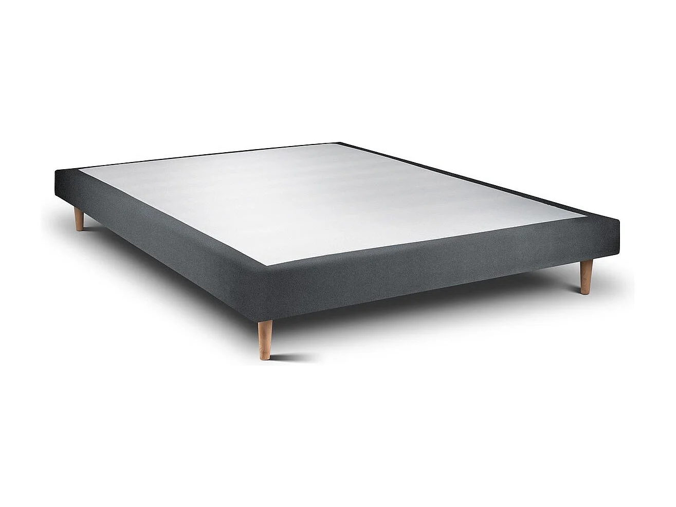 Lit 160x200cm avec tête de lit tapissier velours et sommier tapissier gris anthracite - Hauteur totale : 29cm