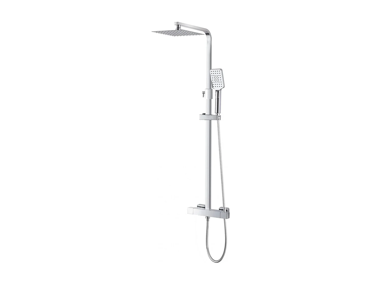 Set Colonna doccia termostatica in acciaio ed ottone completa di soffione slim doccino e flessibile, canna regolabile in altezza