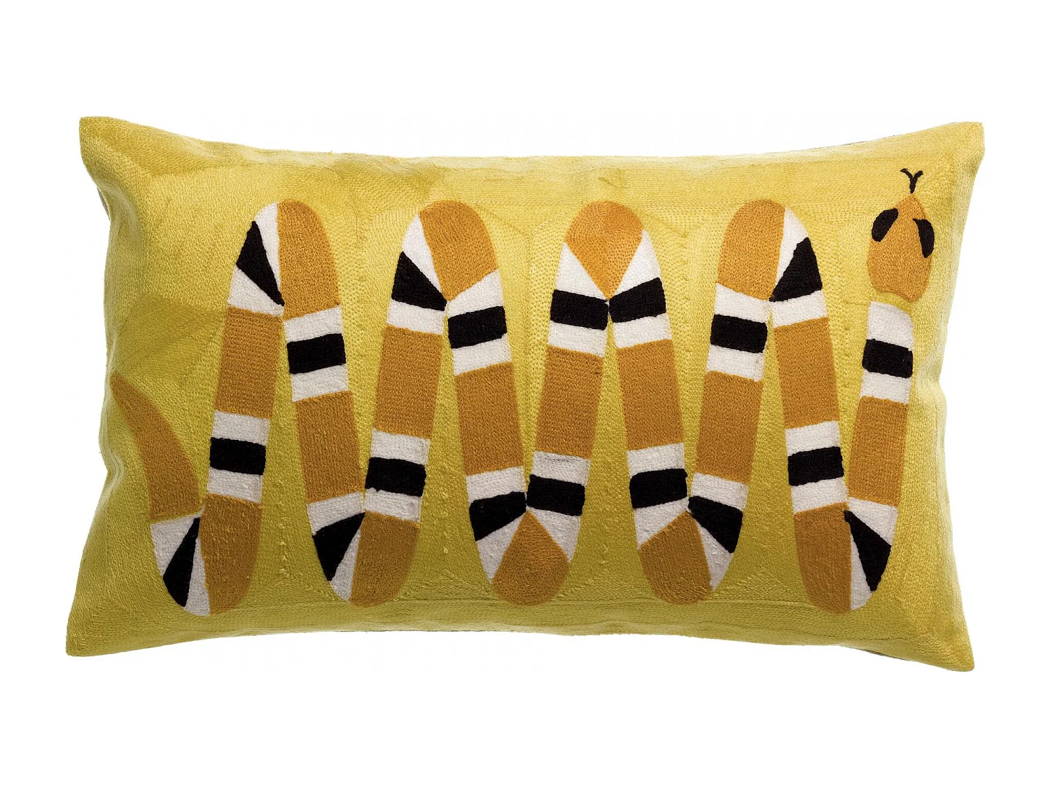 Coussin brodé Yoka mangue 30 x 50 cm Vivaraise