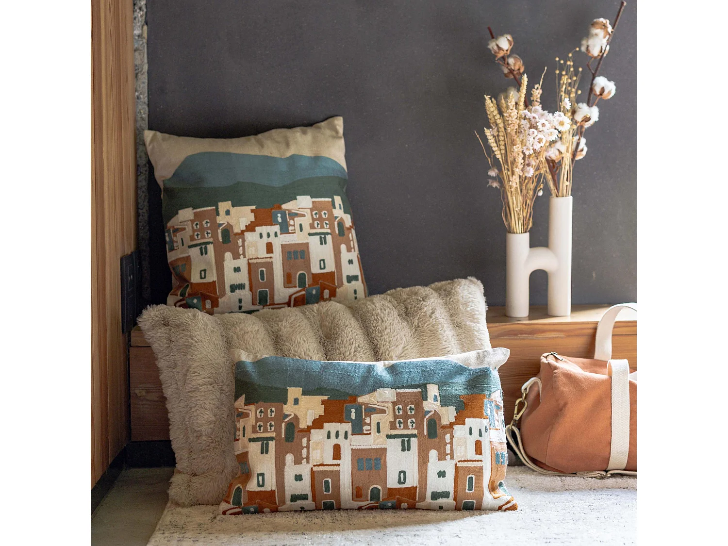 Coussin Astrid naturel 40 x 65 cm Vivaraise