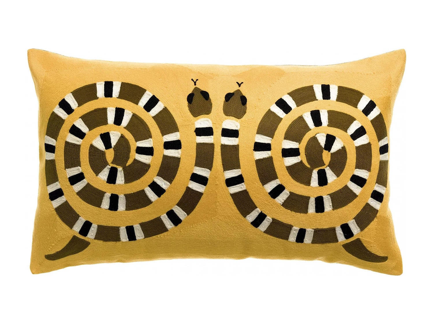 Coussin brodé Yoka mangue 40 x 65 cm Vivaraise
