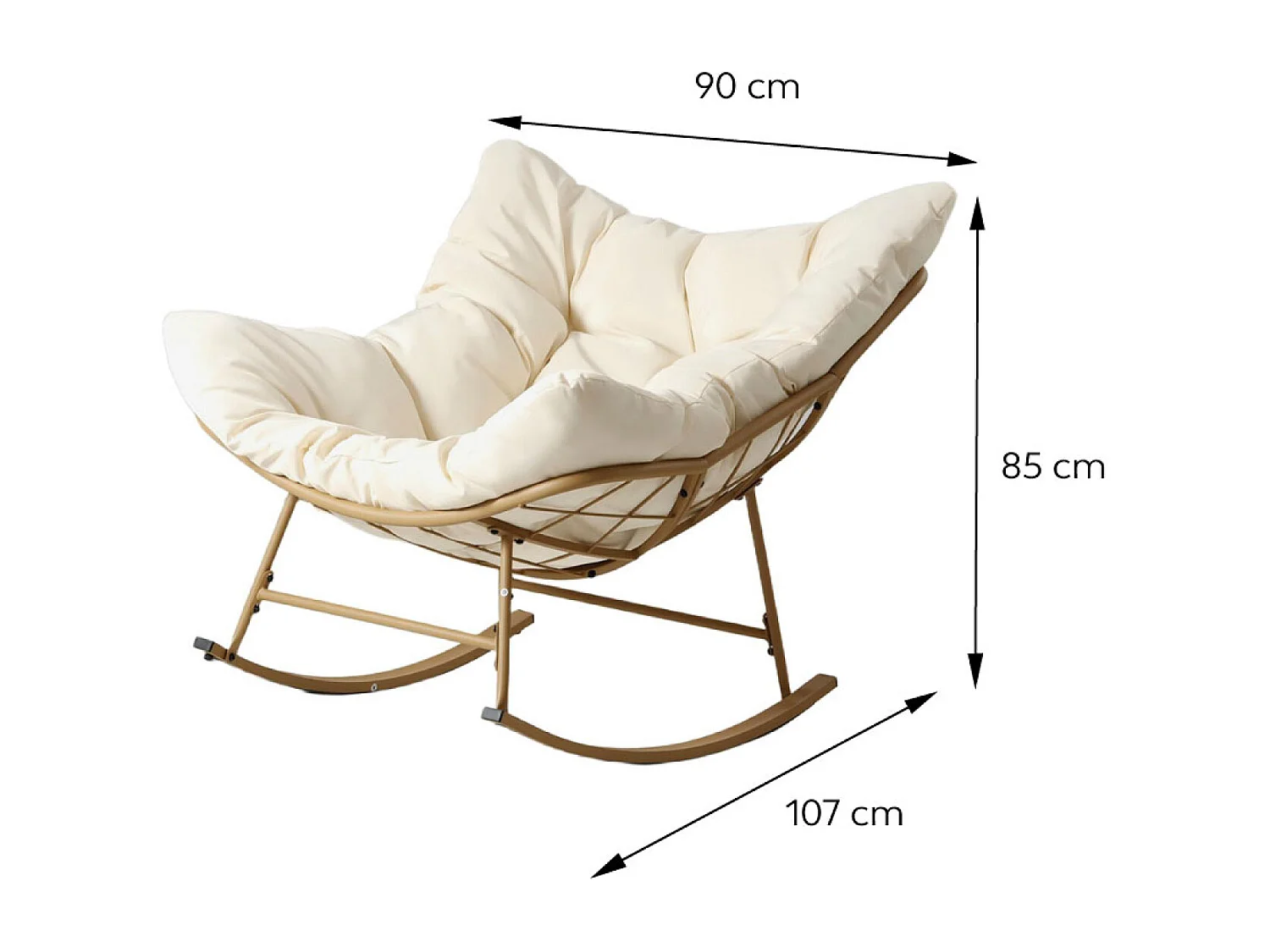 Fauteuil à bascule d'intérieur et d'extérieur beige QUITO