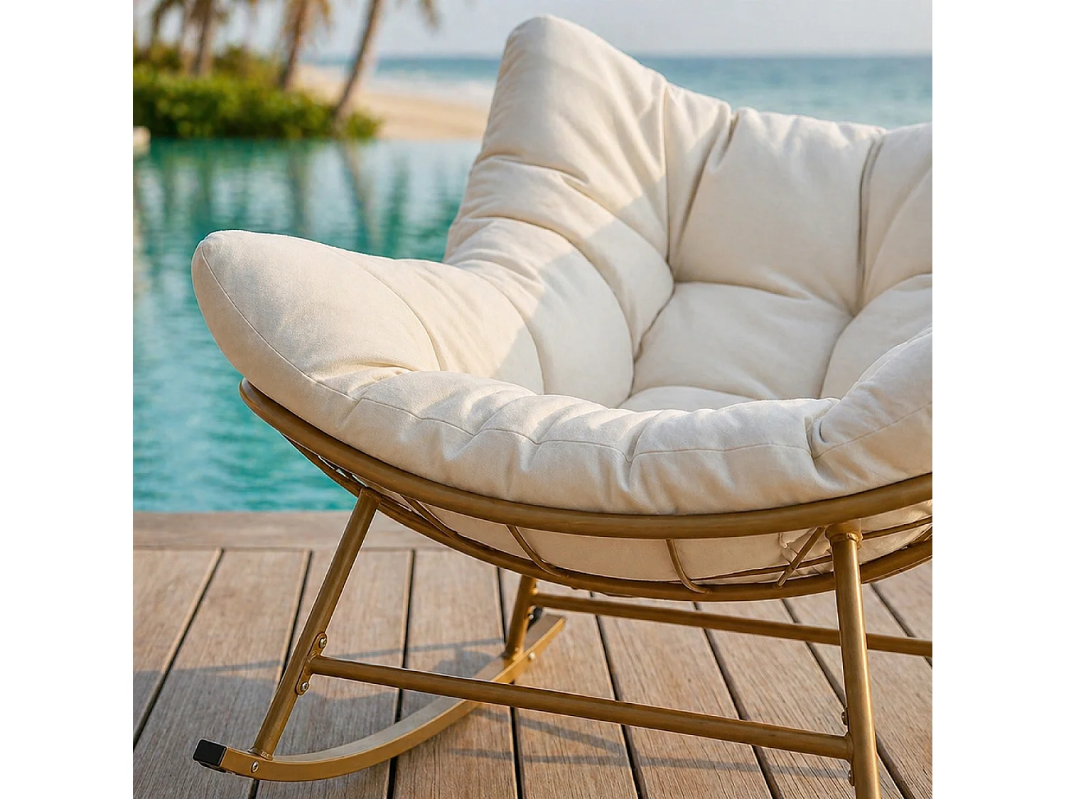 Fauteuil à bascule d'intérieur et d'extérieur beige QUITO