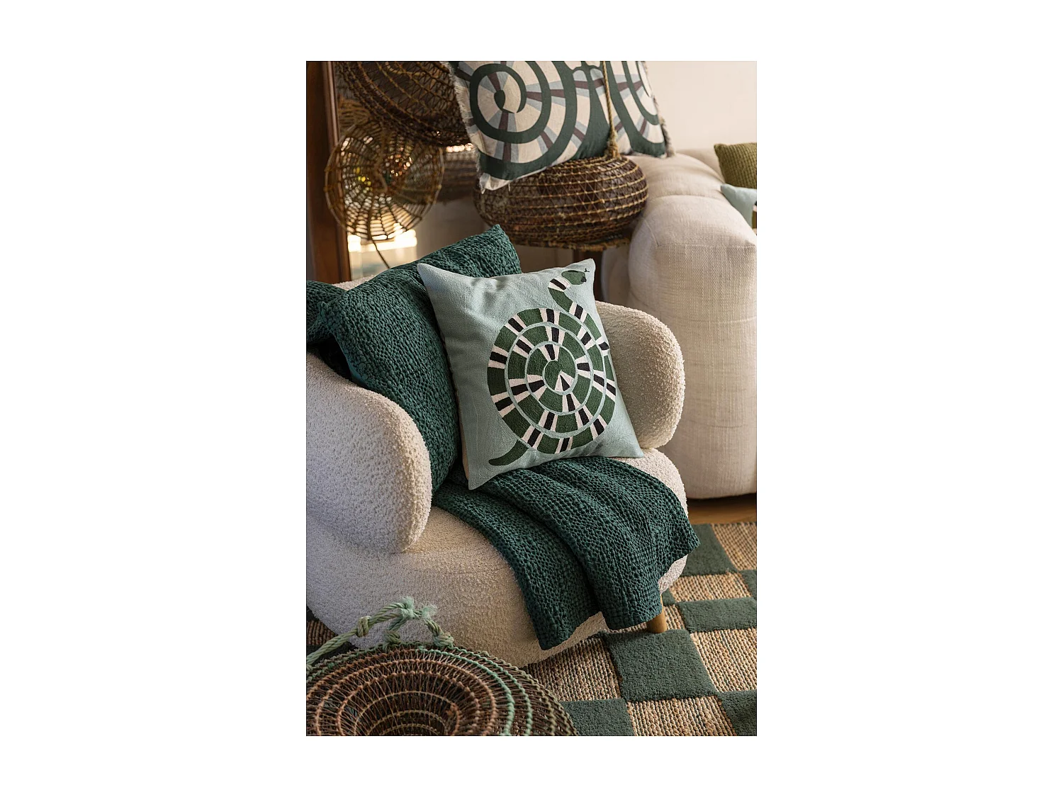 Geborduurd kussen Yoka Hemels 45 x 45 cm