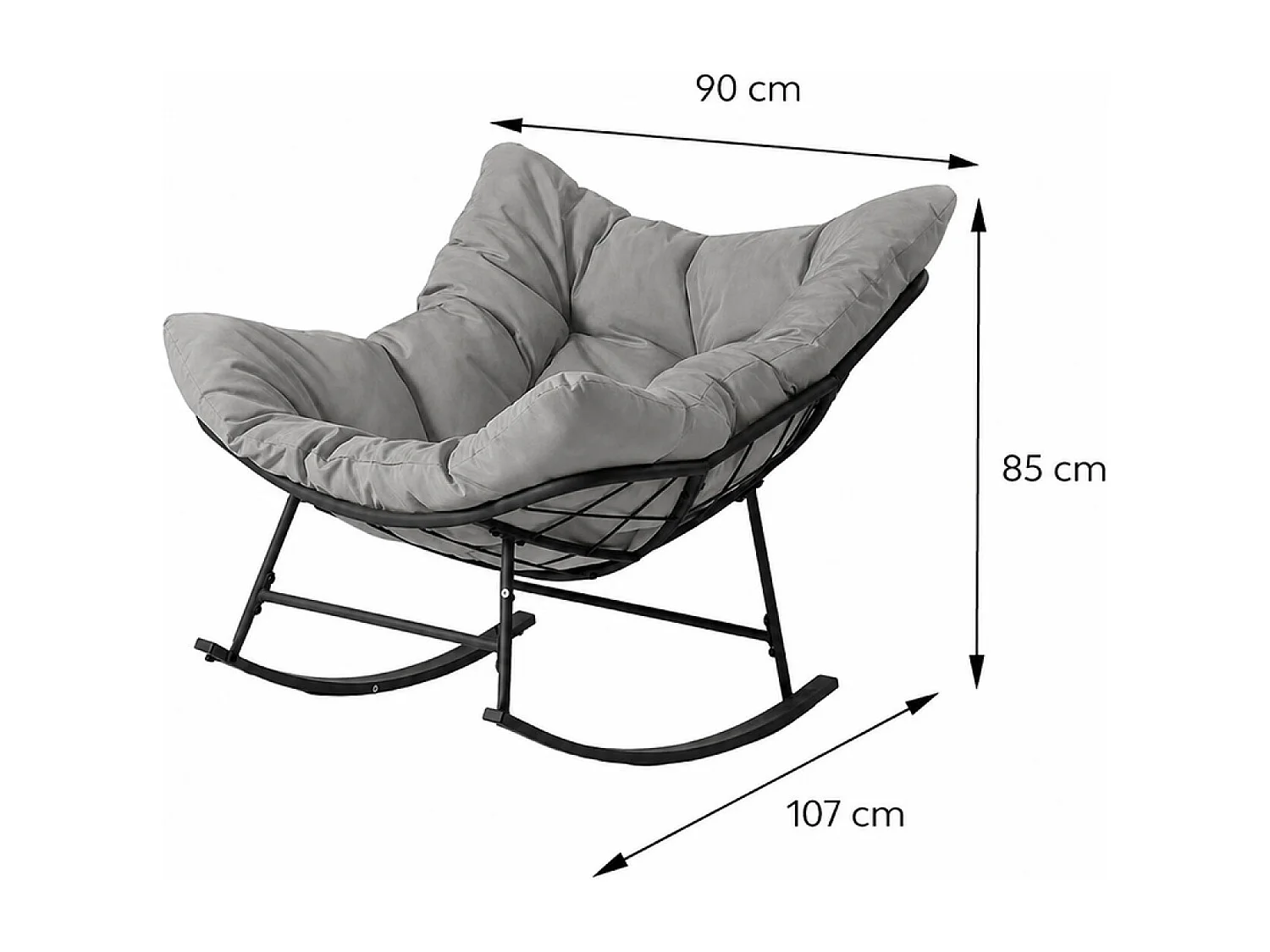 Fauteuil à bascule d'intérieur et d'extérieur gris QUITO