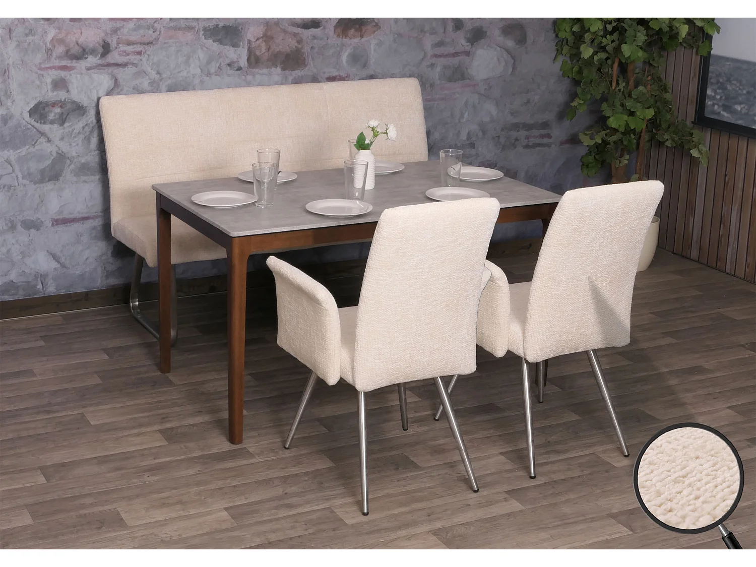 Eetkamer set MCW-G55 (3-delig),  crème
