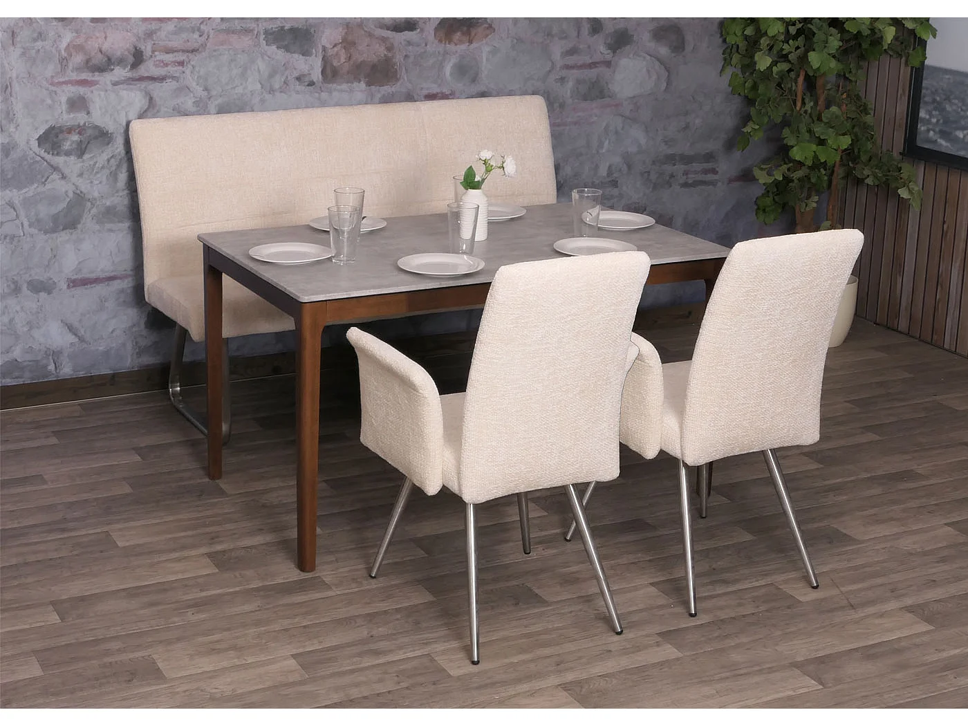 Eetkamer set MCW-G55 (3-delig),  crème