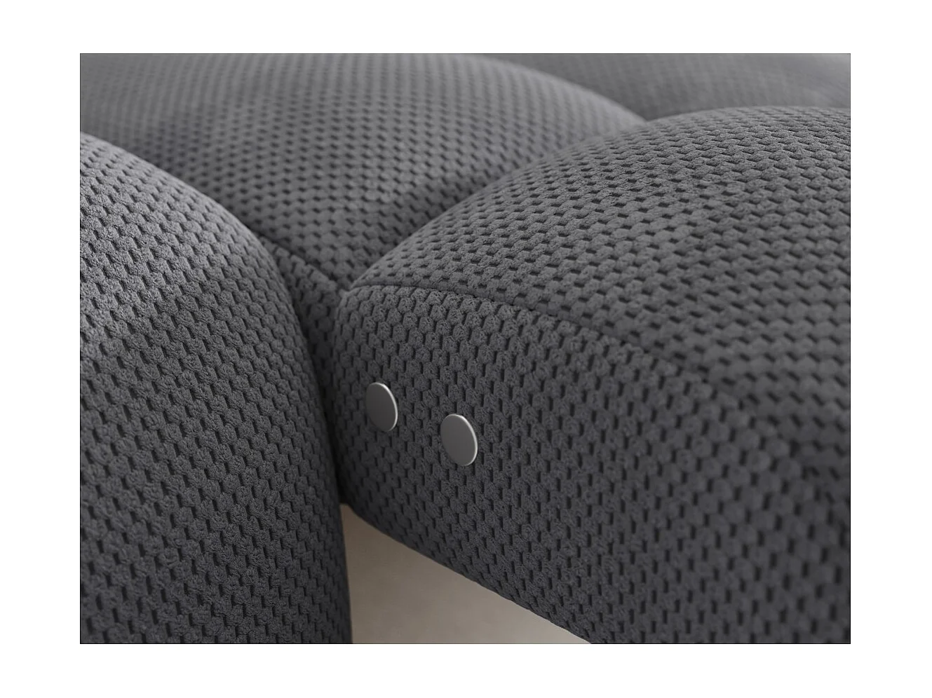 Canapé d'angle convertible BULLA 3 places gris angle droit – tissu nid d'abeille avec extension d'assise électrique