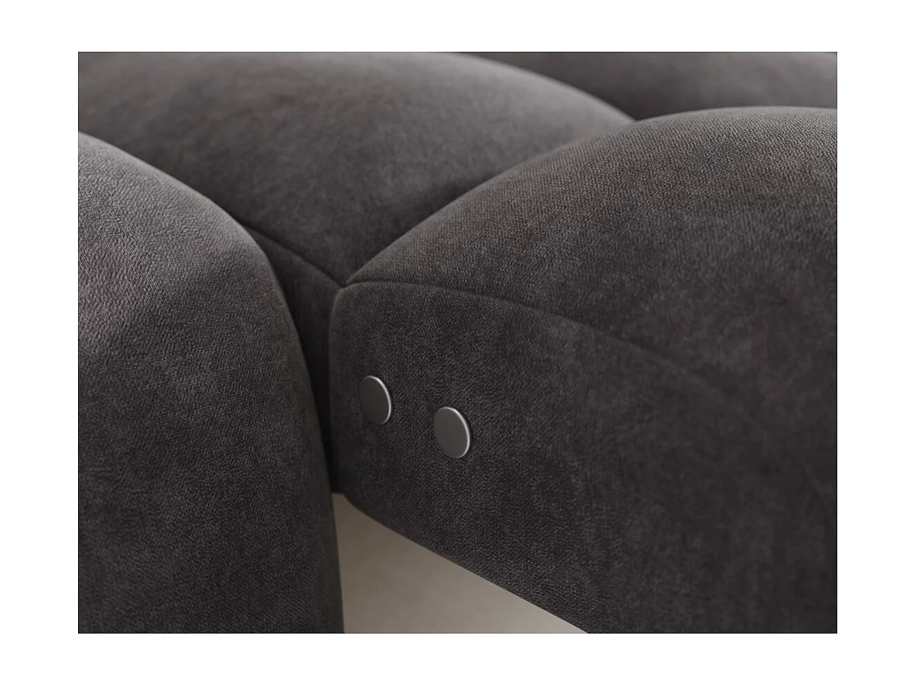 Canapé d'angle convertible BULLA 3 places gris angle droit – tissu effet alcantara avec extension d'assise électrique