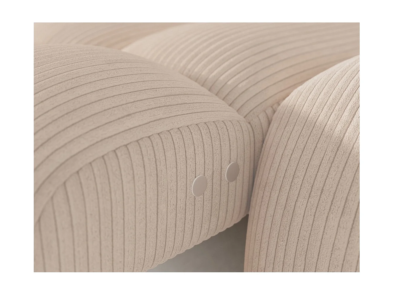 Hoekslaapbank BULLA 3-zits beige - ribfluweel met elektrische zitverlenging