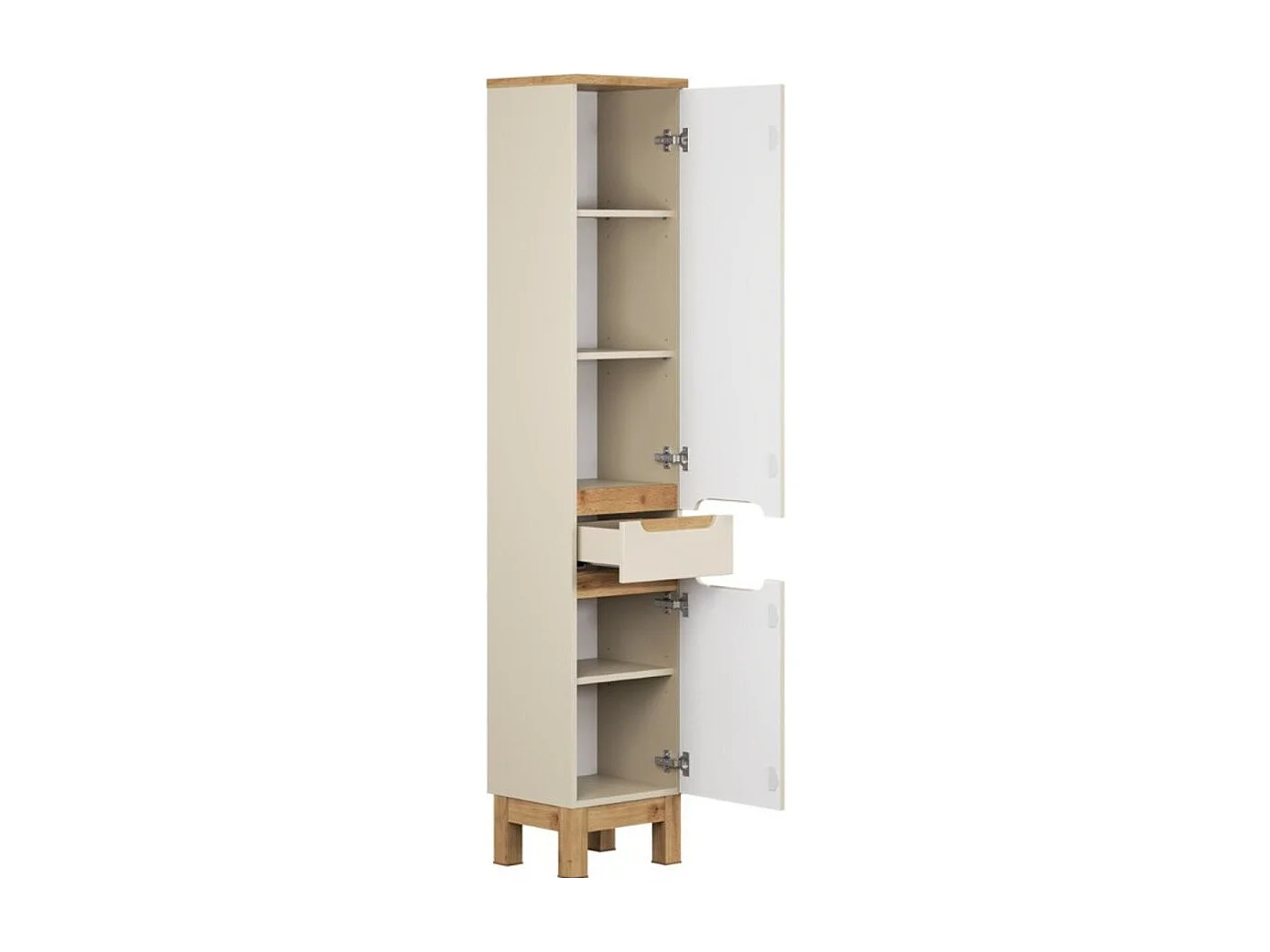 Colonne de salle de bain ERMANO - 2 portes et 1 tiroirs - coloris cachemire et chênne