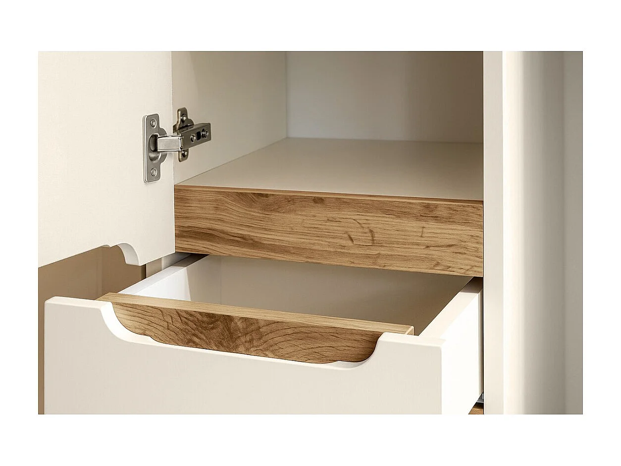 Colonne de salle de bain ERMANO - 2 portes et 1 tiroirs - coloris cachemire et chênne