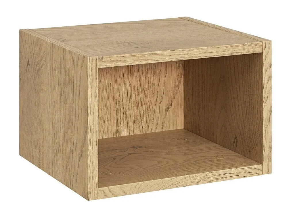 Colonne de rangement OSTER 30cm – meuble suspendu blanc mat 1 porte et niche visible aspect chêne clair