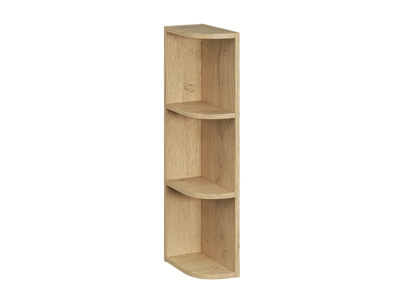 Meuble de rangement OSTER 45cm – meuble suspendu vert sauge 1 porte et 3 niches visibles arrondies aspect chêne clair