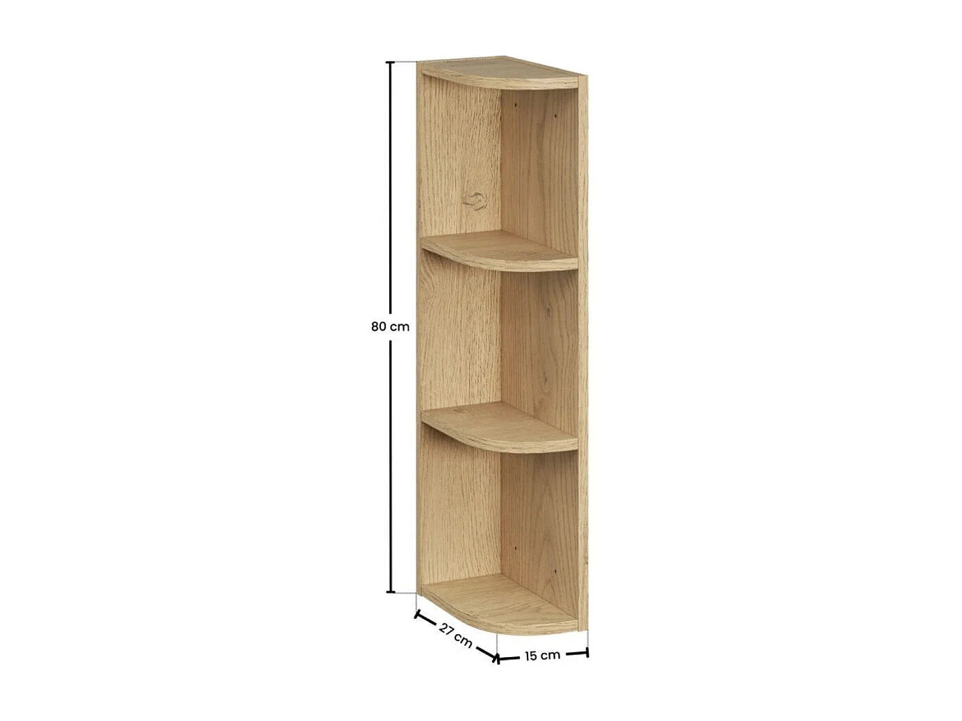 Meubles de rangement modulables OSTER 45cm – meubles suspendus vert sauge 1 porte et 6 niches arrondies aspect chêne clair
