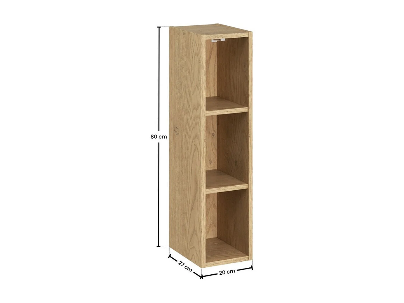 Meubles de rangement modulables OSTER 50cm – meubles suspendus vert sauge 1 porte et 6 niches visibles aspect chêne clair