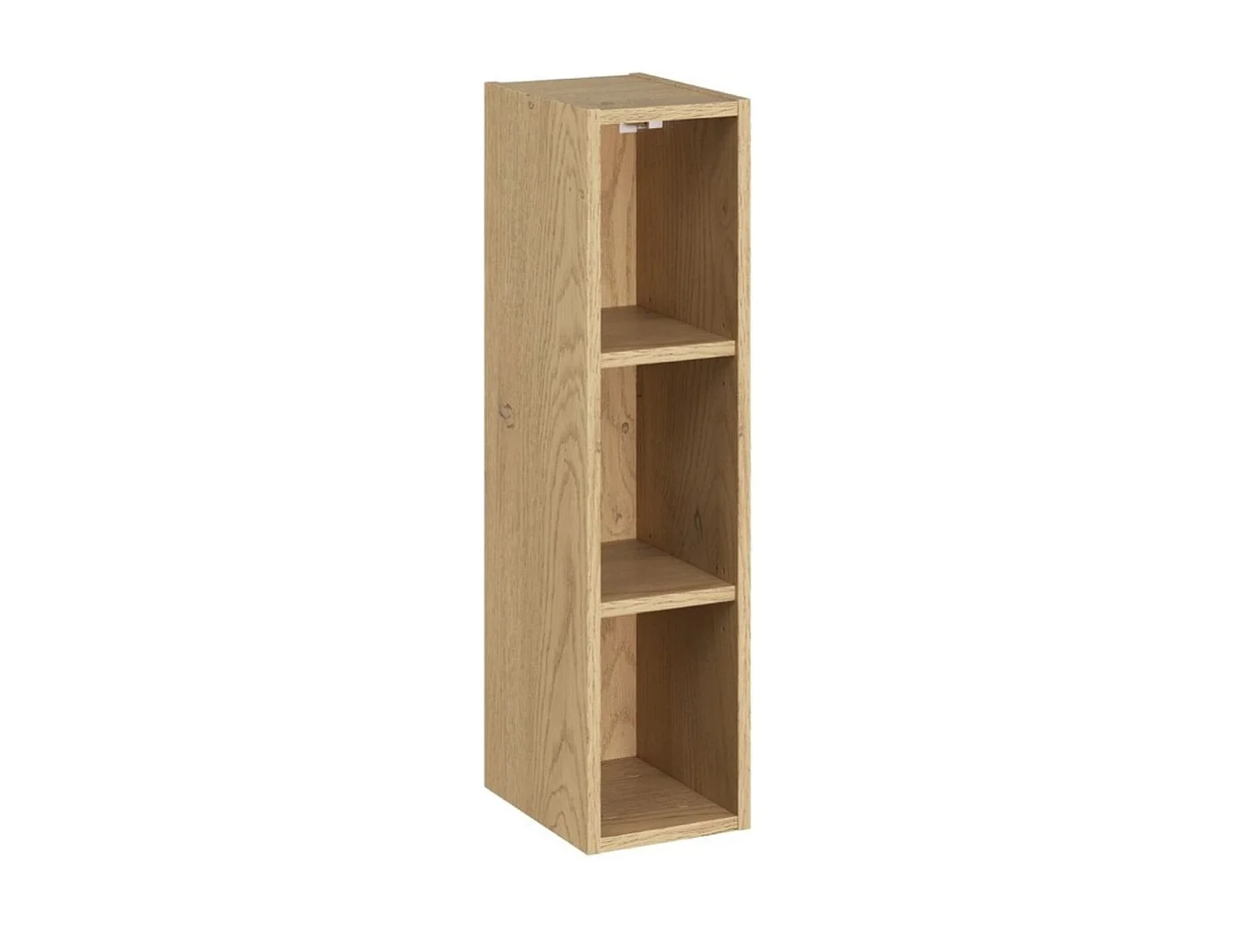 Meuble de rangement OSTER 50cm – meuble suspendu blanc mat 1 porte et 3 niches visibles aspect chêne clair