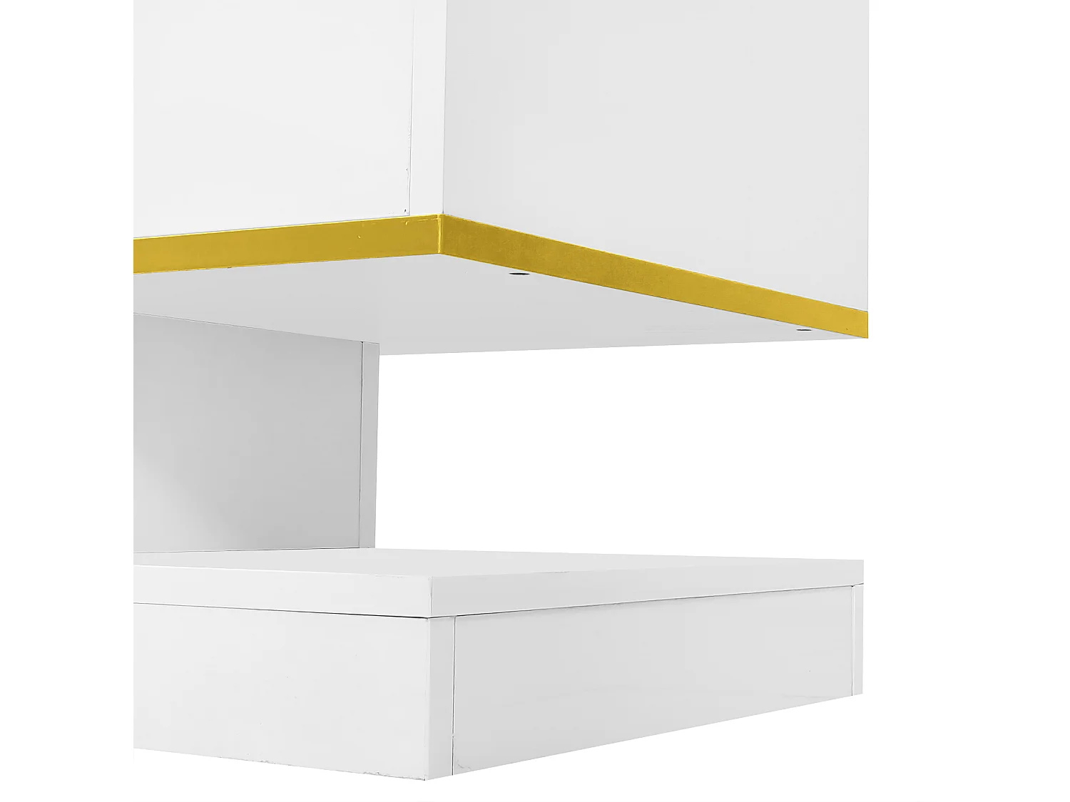 Modern TV stand - 180 x 38 x 45 cm - with 3 drawers - glossy finish + LEDs - particleboard - white