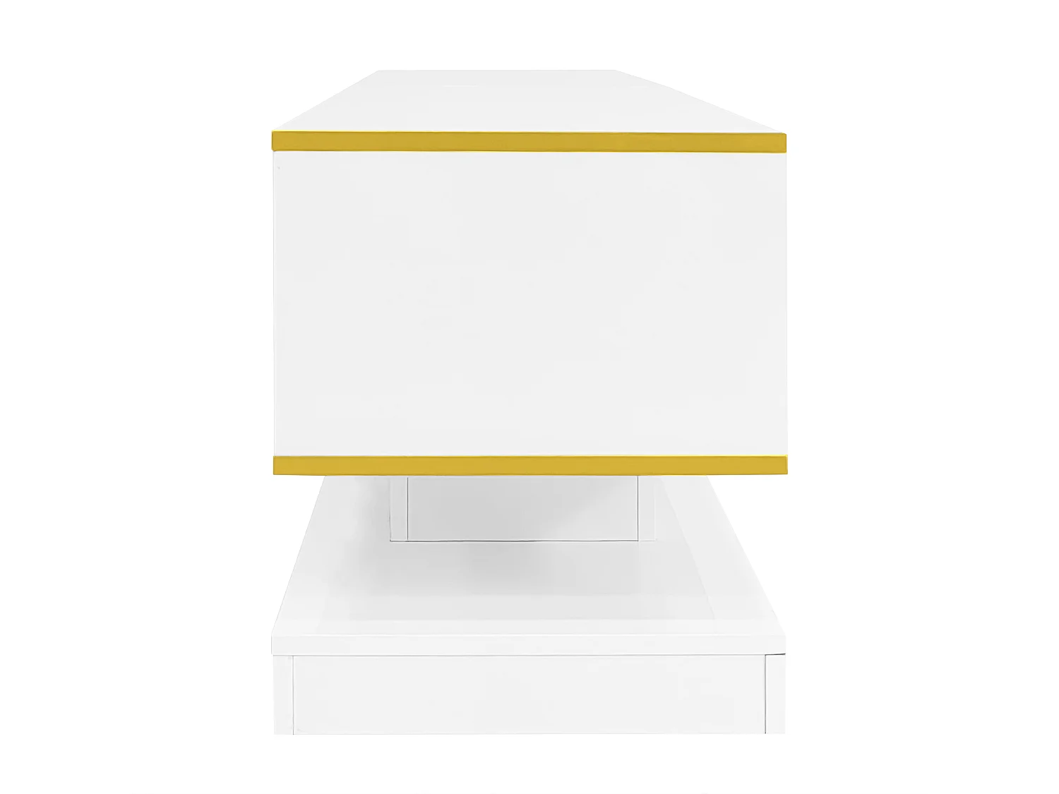 Modern TV stand - 180 x 38 x 45 cm - with 3 drawers - glossy finish + LEDs - particleboard - white