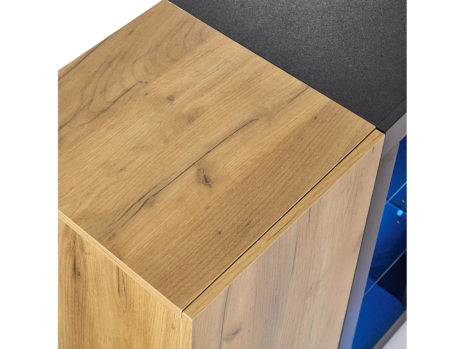 Modern sideboard - 140 x 40 x 80 cm - with 3 drawers + 1 door + 3 shelves - particleboard - natural
