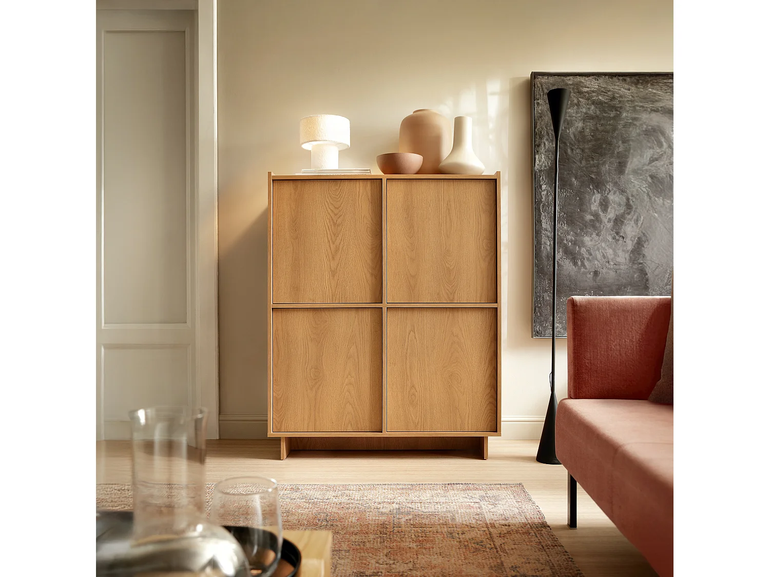 Kommode, karamellfarbene Eiche, 98 x 124 x 39 cm