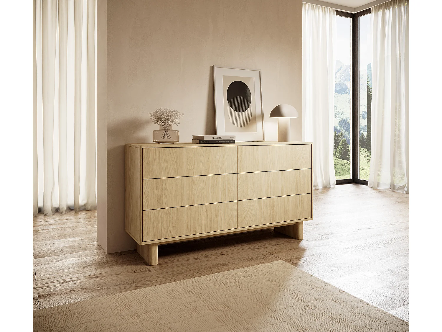 Kommode, olieret eg, 153,5 x 82,6 x 38,1 cm