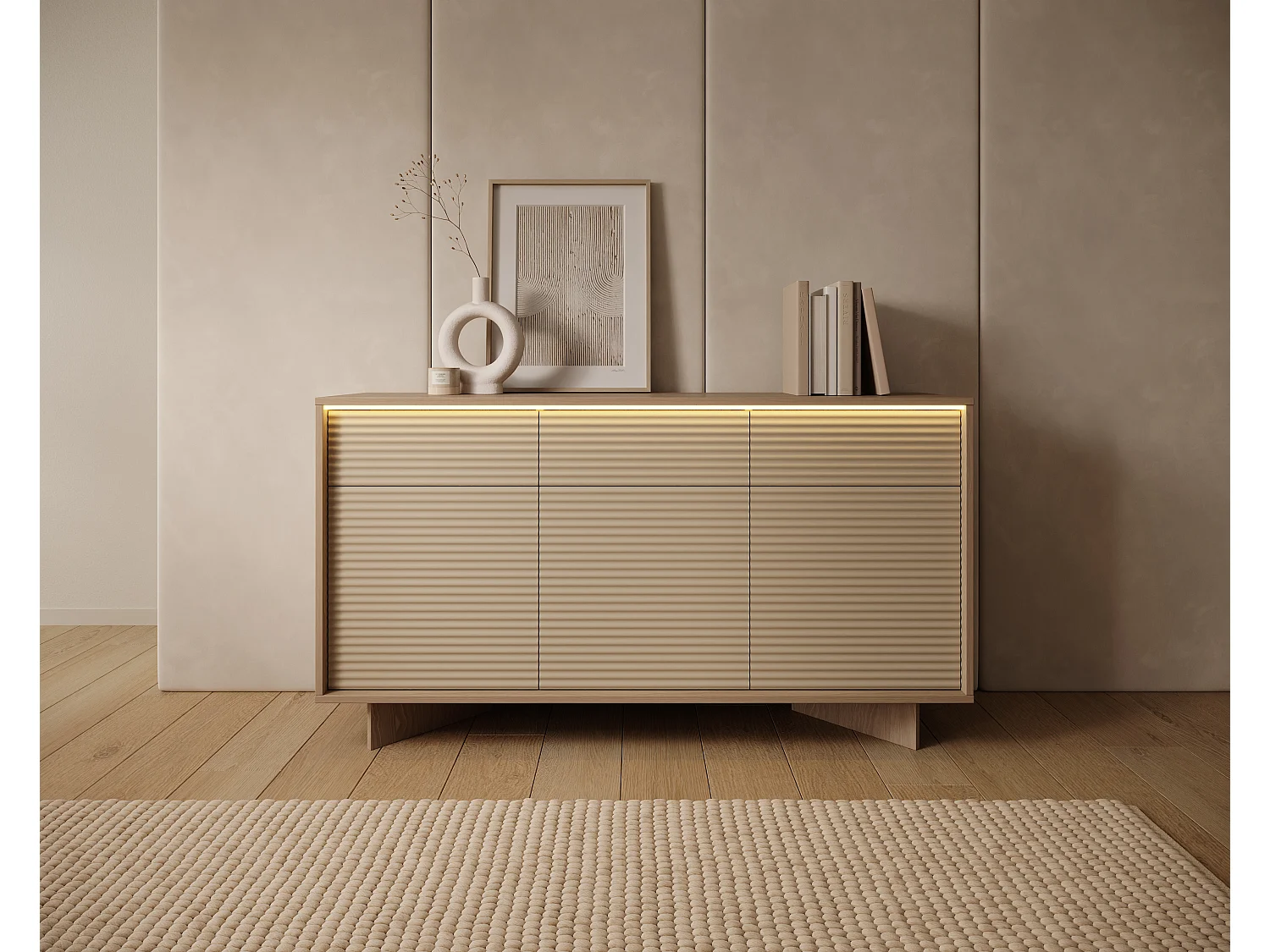 Kommode, naturlig bolivar, 153,9 x 84,4 x 40 cm