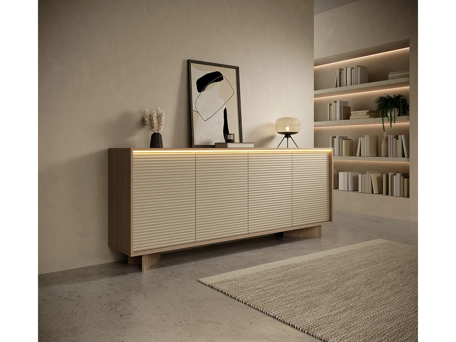 Cômoda, cor bolívar natural, 203,9 x 84,4 x 40 cm
