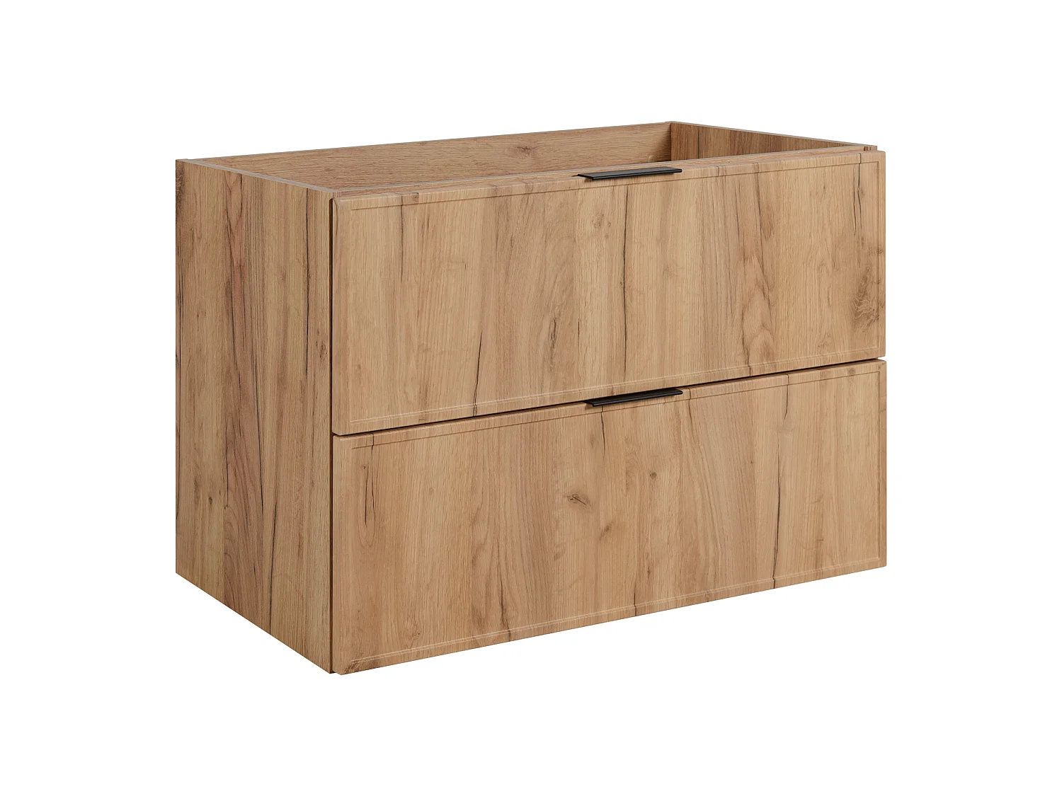 Meuble de salle de bain, chêne Craft / plan de travail en marbre noir (MDF), 100 (80+20) x 57 x 46 cm