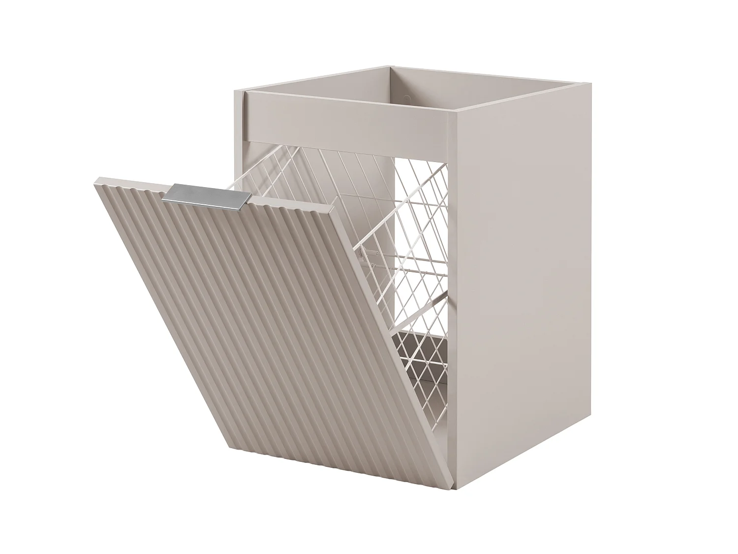 Meuble de salle de bain avec panier à linge, cachemire, 40 x 57 x 46 cm, poignées en argent