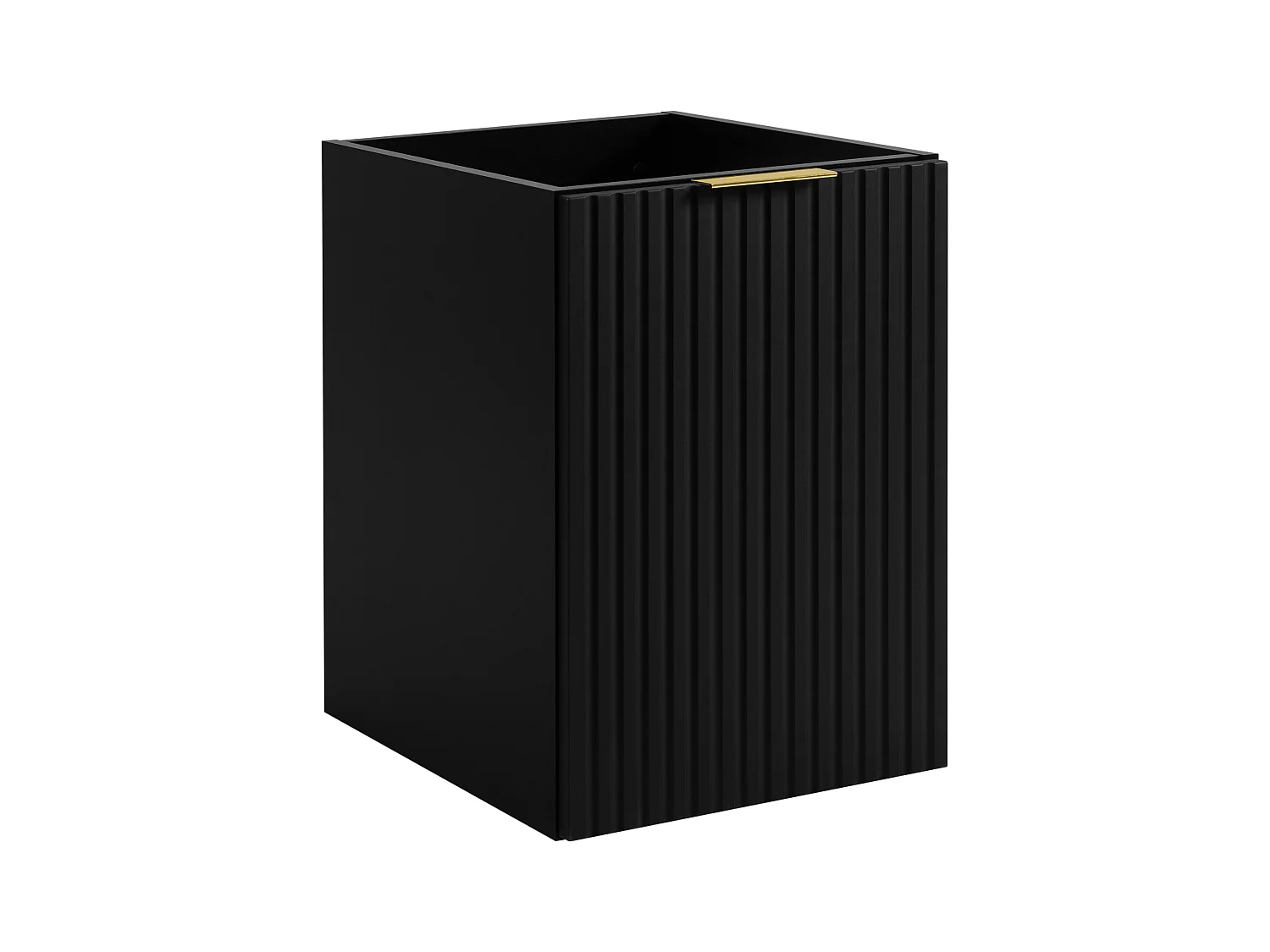 Meuble de salle de bain avec panier à linge, noir, 40 x 57 x 46 cm, poignées dorées