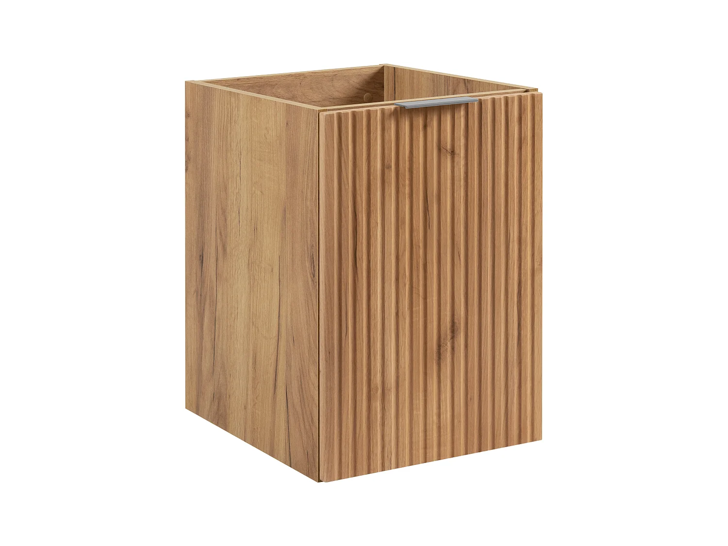 Meuble de salle de bain avec panier à linge, chêne Craft, 40 x 57 x 46 cm, poignées en argent