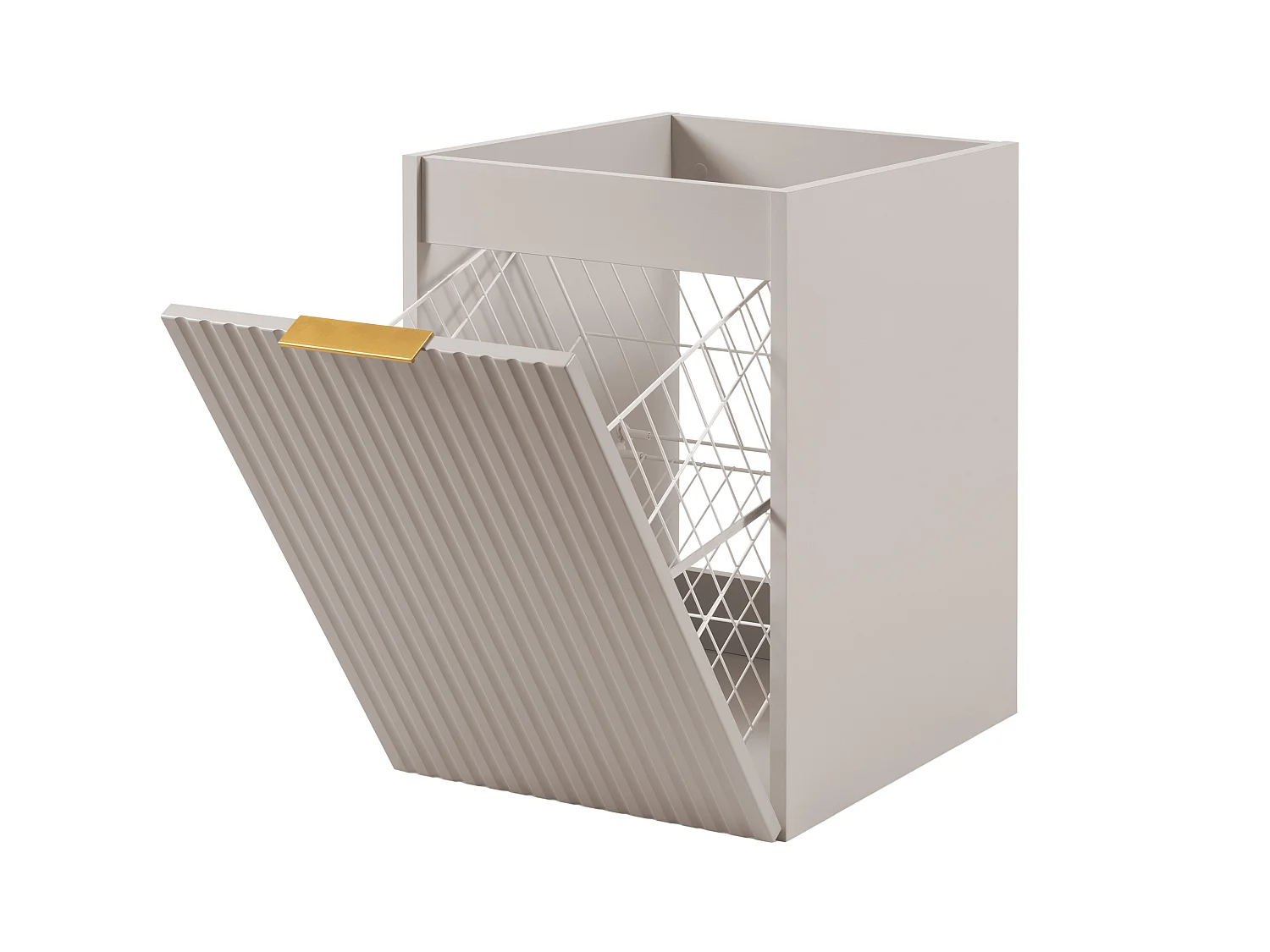Meuble de salle de bain avec panier à linge, cachemire, 40 x 57 x 46 cm, poignées dorées