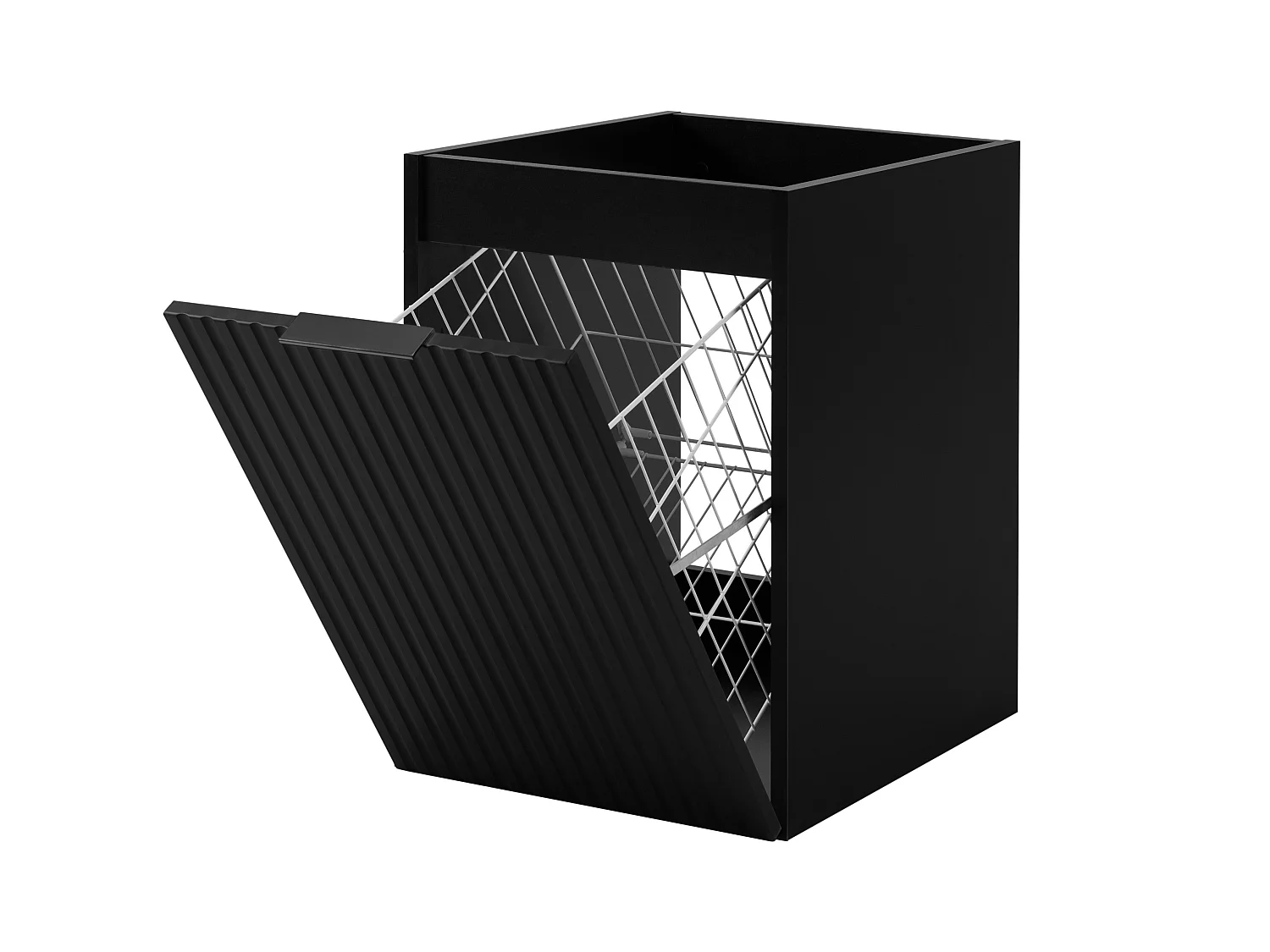 Meuble de salle de bain avec panier à linge, noir, 40 x 57 x 46 cm, poignées noires
